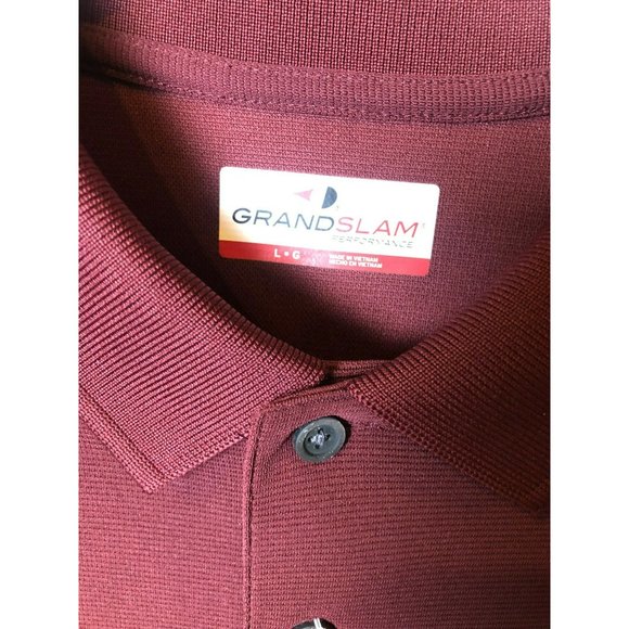 Men's Grand Slam NWT Sz L SS Polo Shirt, UPF 50, Burgandy - Picture 2 of 5